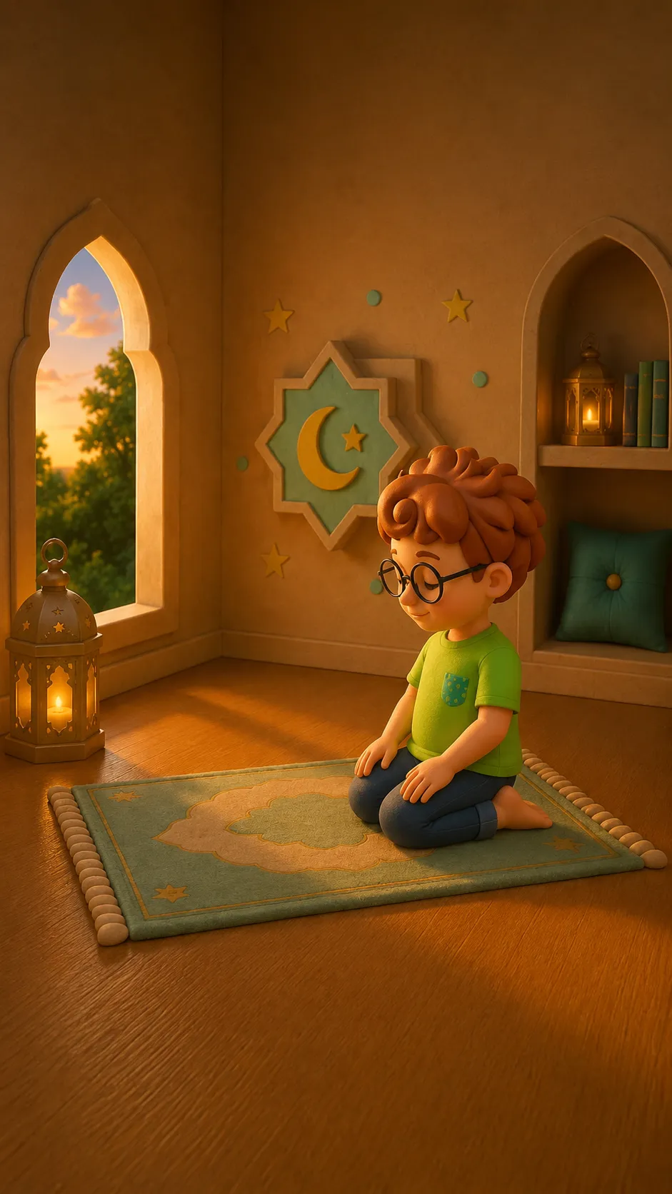 Layth sitting briefly between the two prostrations, resting on his left foot