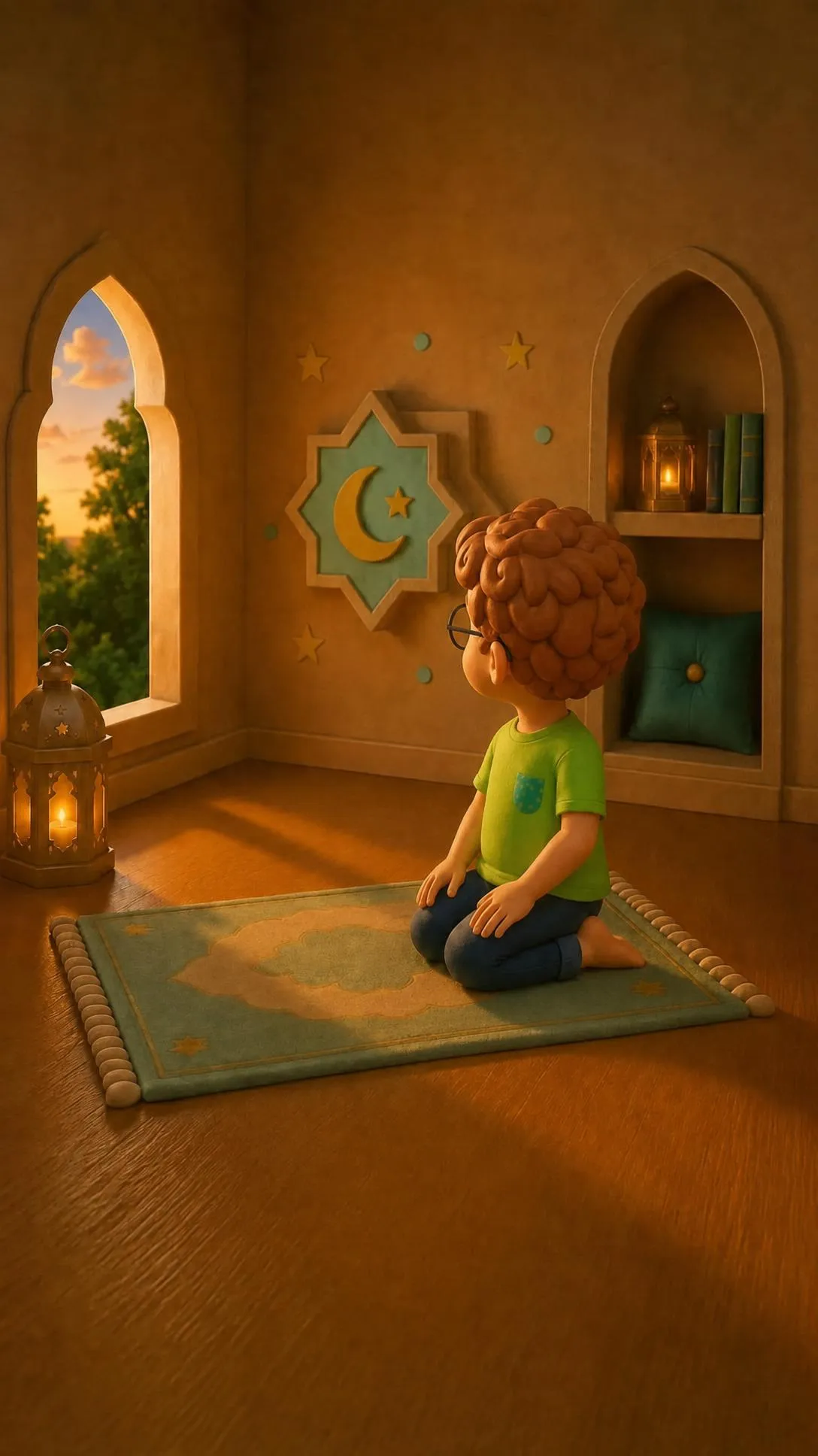 Layth turning his head to the right to give salaam at the end of the prayer